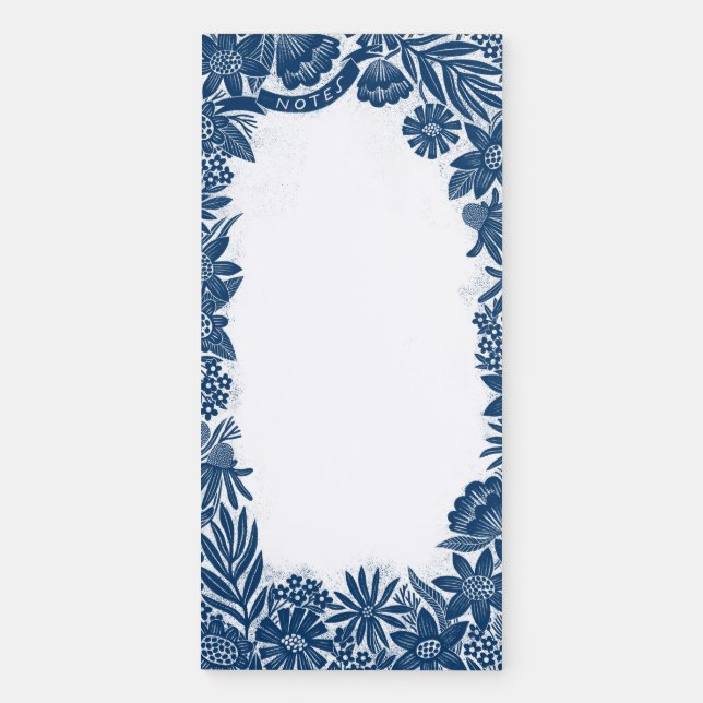 Ehpopoki Blue Flower Magnetic Notepad (Front)