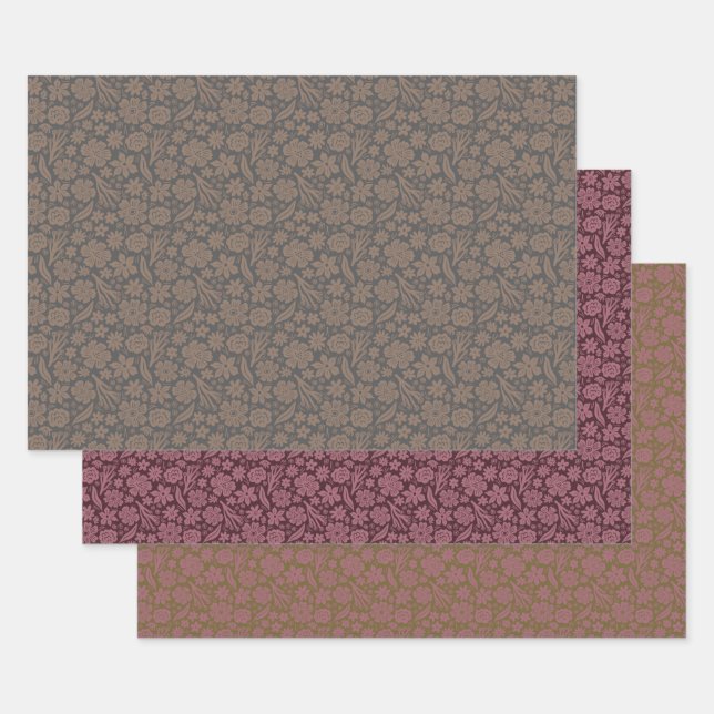 Ehpopoki Floral x 3 Wrapping Paper Sheets (Set)