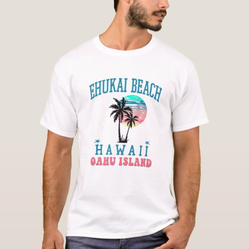 Ehukai Beach Oahu Island Surfers Palm Trees Summer T_Shirt