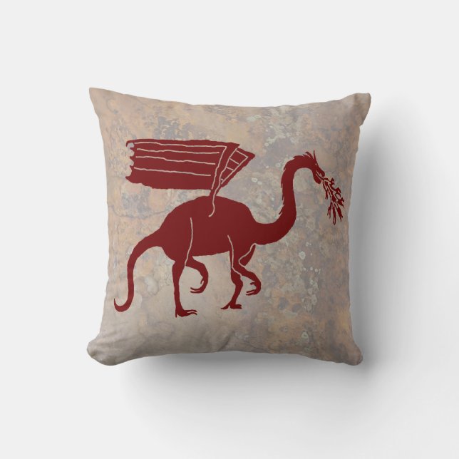 Eiagon Dragon Petroglyph Throw Pillow (Front)