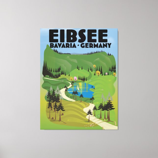 Eibsee Germany travel poster. Canvas Print (Front)
