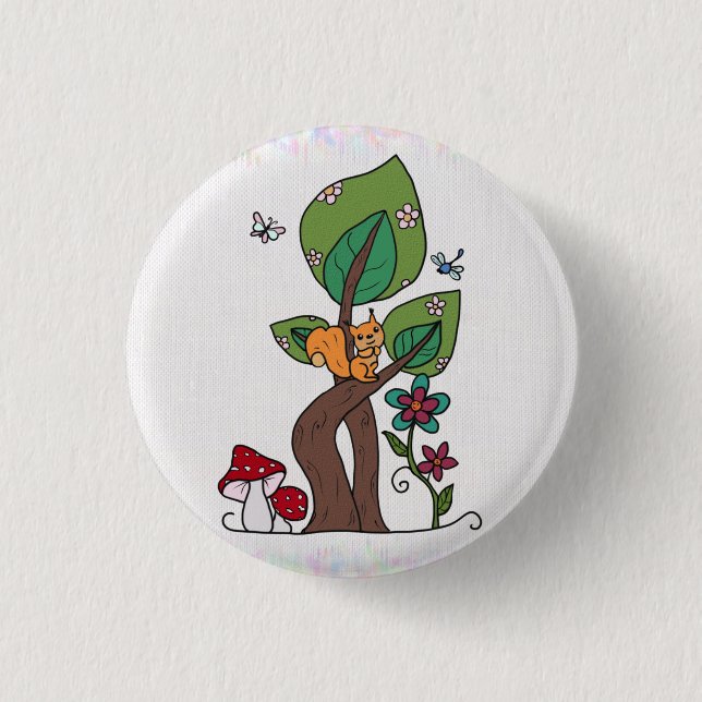 Eichhörnchen in Baum Button (Front)