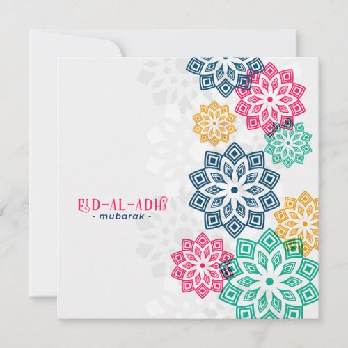 Eid al adha arabic greeting with islamic pattern holiday card