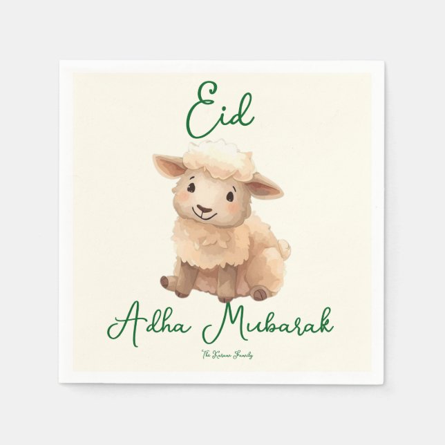 Eid  Al Adha Beige Cute  Sheep  Dinner  Napkins (Front)
