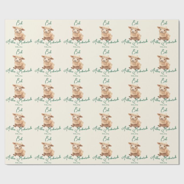 Eid  Al Adha Beige Cute Sheep Dinner  Wrapping Paper (Flat)
