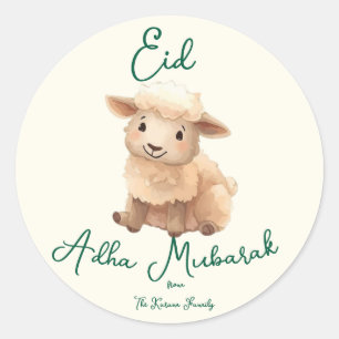 Eid  Al Adha Beige cute Sheep Party Classic Round Sticker