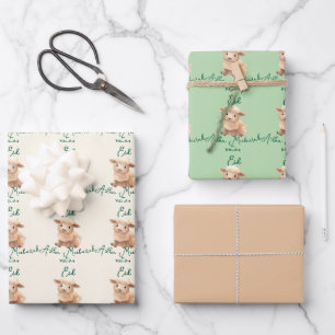 Eid  Al Adha Beige Cute Sheep  Wrapping Paper Sheets