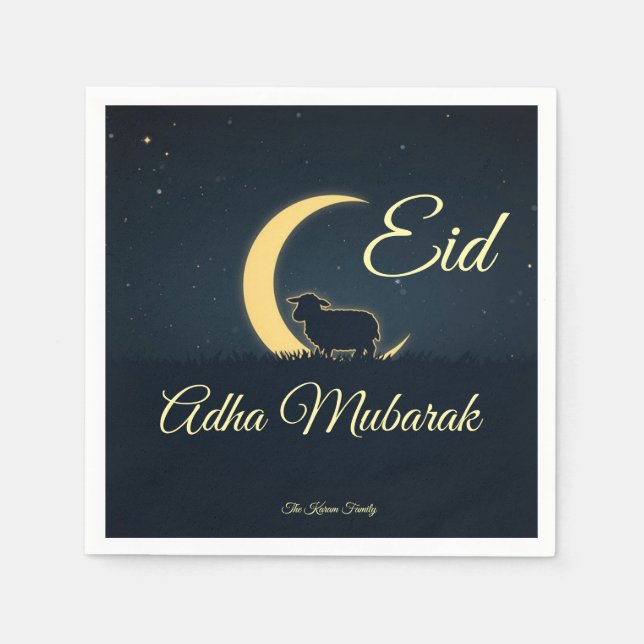 Eid  Al Adha Dark Blue Sheep  Dinner  Napkins (Front)