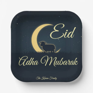Eid  Al Adha Dark Blue Sheep Dinner  Paper Plates