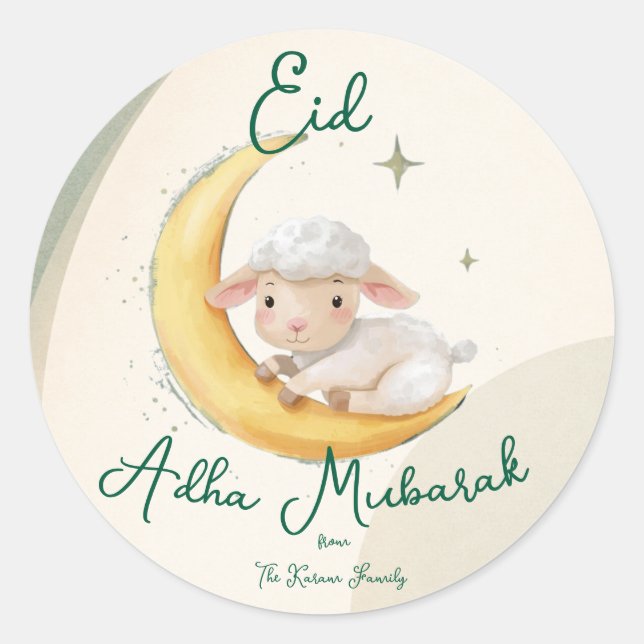 Eid  Al Adha dusty Green  Classic Round Sticker (Front)