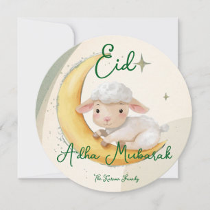 Eid Al Adha Dusty Green Cute Sheep Card