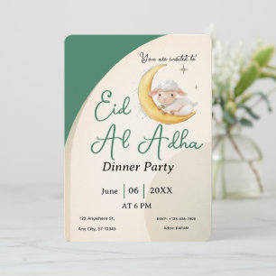 Eid Al Adha Dusty Green Sheep Card invitation