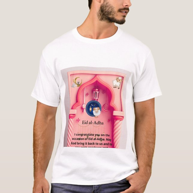 Eid Al-Adha in Pink — A Cheerful Artistic Touch T-Shirt (Front)