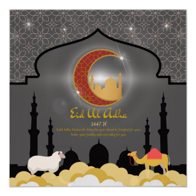 Eid al Adha Mubarak 🌙✨ Celebration of Sacrifice & Poster (Front)