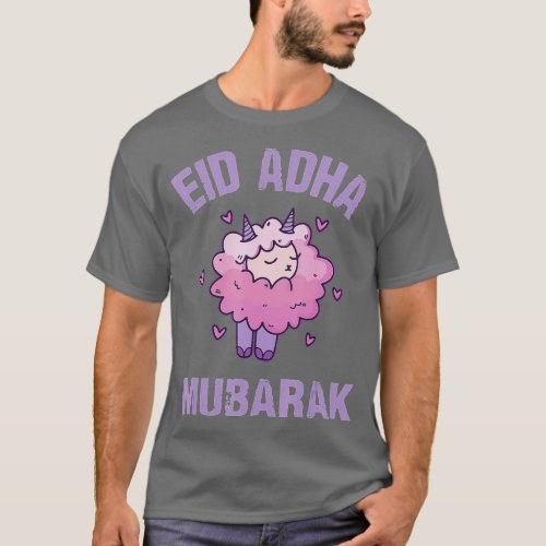Eid Al Adha Mubarak Cute cheep Unicorn for kids  T_Shirt