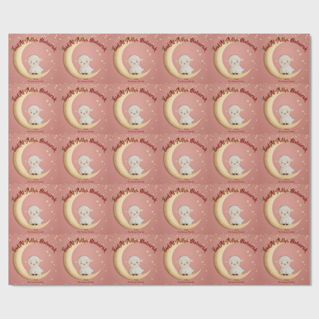 Eid Al-Adha Mubarak Pink Wrapping Paper (Flat)