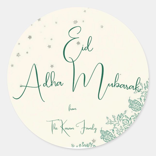  Eid Al Adha Personalized Eid Mubarak  Classic Round Sticker (Front)