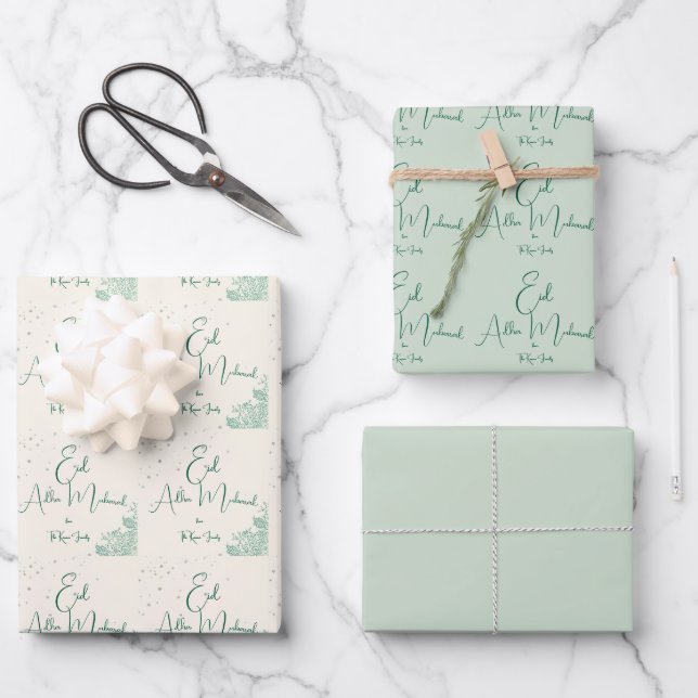 Eid Al Adha Sage Green Wrapping Paper (Front)