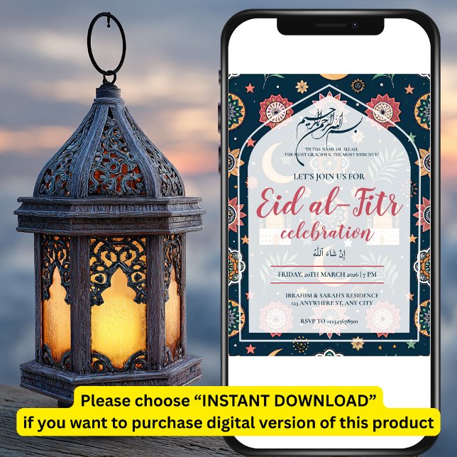 Eid Al Fitr Celebration Eid Mubarak Party Editable Invitation (Creator Uploaded)