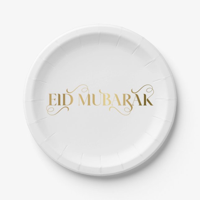 Eid Al Fitr Gold Paper Plates (Front)