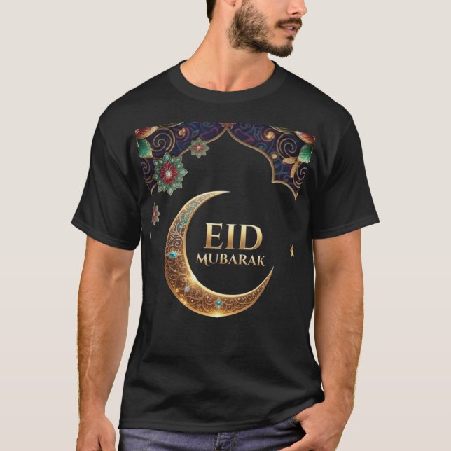 Eid al fitr Islamic celebration Gold And navy T-Shirt (Front)