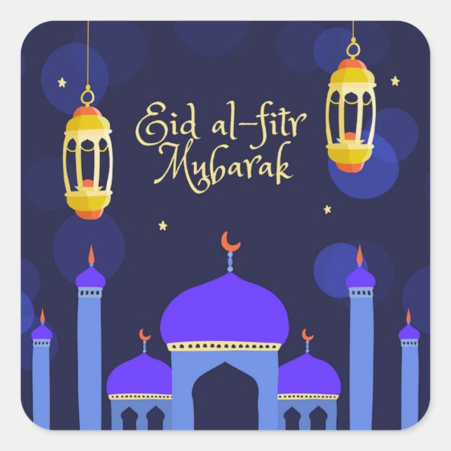 Eid Al Fitr Islamic Mosque  Square Sticker (Front)