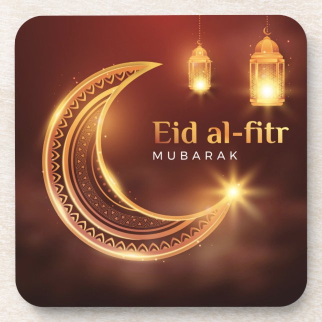 Eid Al-Fitr Mubarak Beverage Coaster (Front)