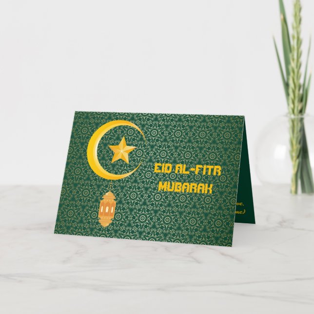 Eid al Fitr Mubarak Ramadan Kareem Moon Star Card (Front)