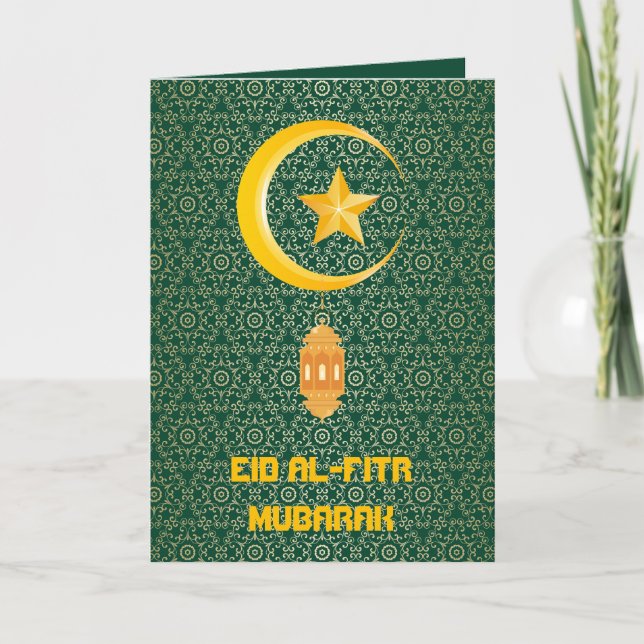 Eid al Fitr Mubarak Ramadan Kareem Moon Star Card (Front)