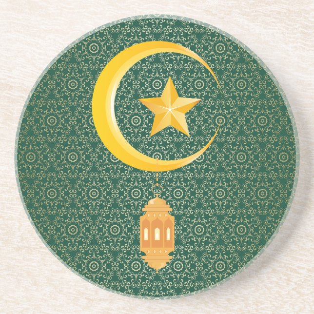 Eid al Fitr Mubarak Ramadan Kareem Moon Star Coaster (Front)