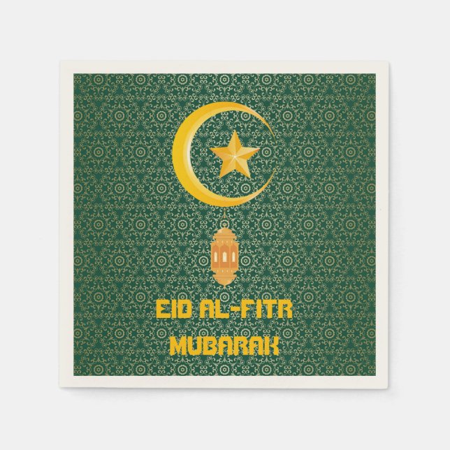Eid al Fitr Mubarak Ramadan Kareem Moon Star Napkins (Front)