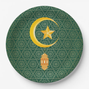 Eid al Fitr Mubarak Ramadan Kareem Moon Star Paper Plates