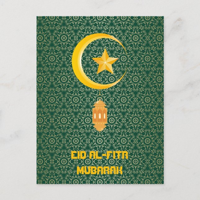 Eid al Fitr Mubarak Ramadan Kareem Moon Star Postcard (Front)