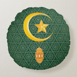 Eid al Fitr Mubarak Ramadan Kareem Moon Star Round Pillow