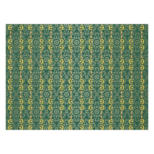 Eid al Fitr Mubarak Ramadan Kareem Moon Star Tablecloth (Front (Horizontal))