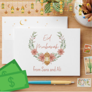 Eid Cash Money Gift - Elegant Modern Floral Name Envelope