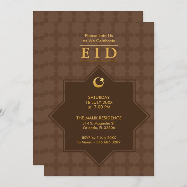 Eid Celebration 8 Pointed Star Party Invitation (Front/Back)