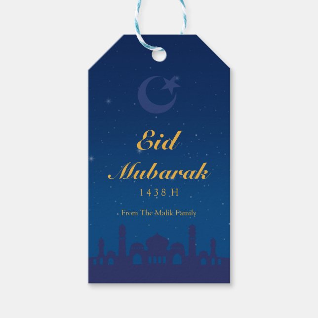 Eid Celebration Gift Tag with Gold Islamic Pattern (Front)