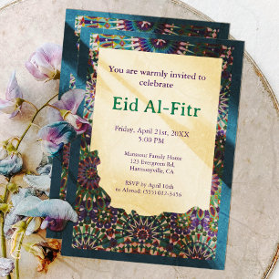 Eid Celebration ornamental Blue Eid Party Eid Invitation