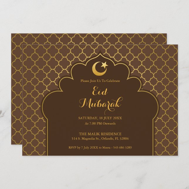 Eid Celebration Party Invitation Morrocan Pattern (Front/Back)