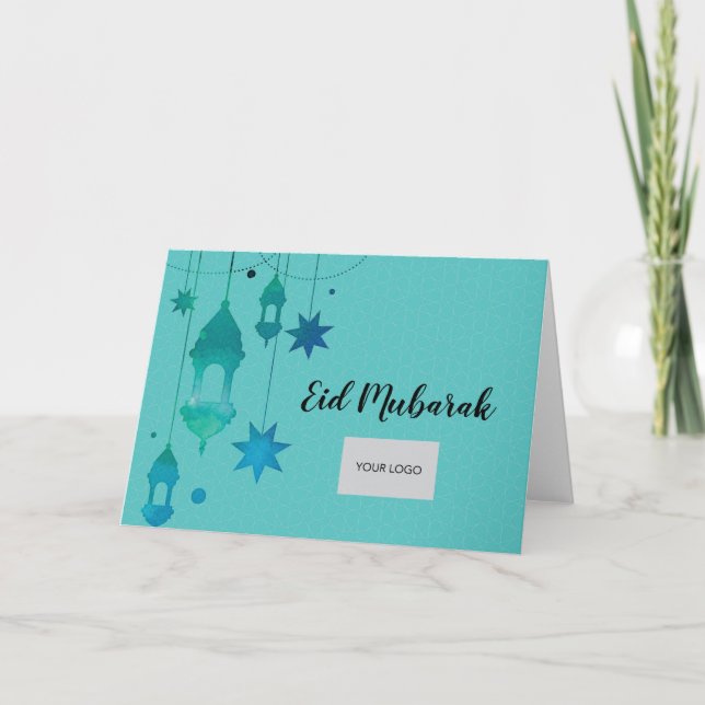 Eid Corporate Greeting Card - Light Blue (Front)