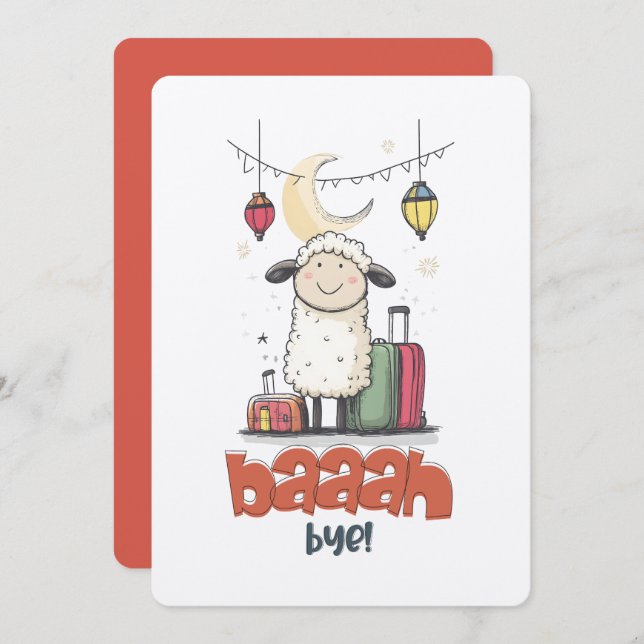Eid Meme Funny Sheep LOLL HAHA | Baaah Bye! Invitation (Front/Back)