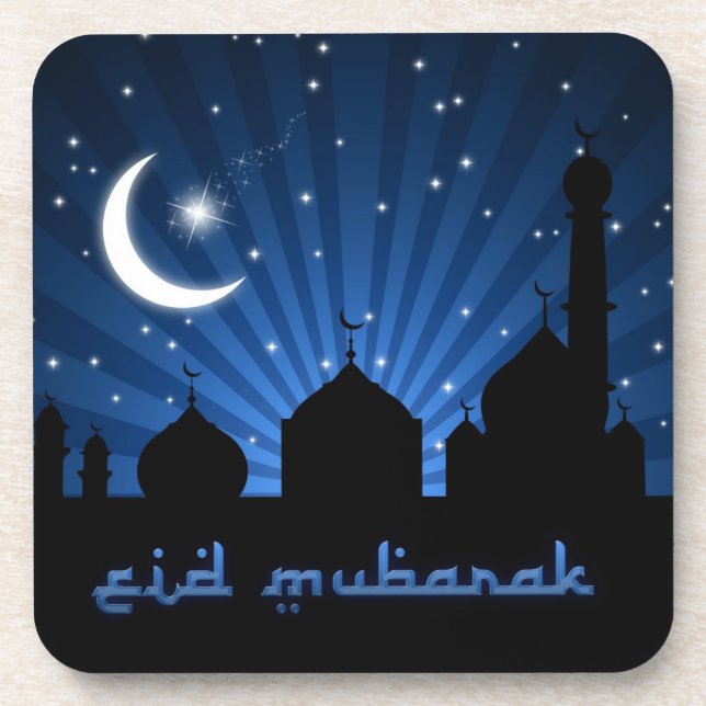 Eid Mosque Blue Night Beverage Coaster (Front)