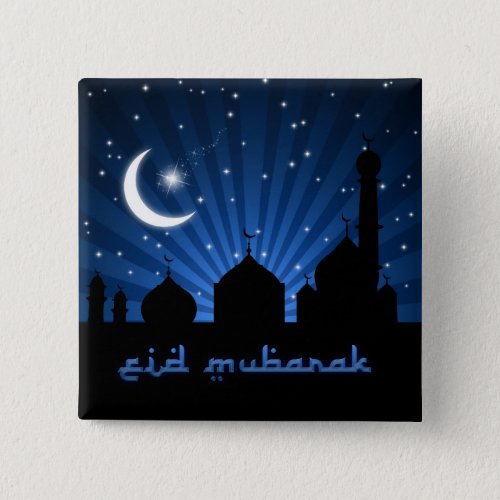 Eid Mosque Blue Night Pinback Button