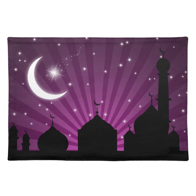 Eid Mosque Purple Night - Placemat (Front)