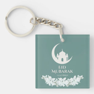 Eid Mubarak 1447 Hijri Crescent & Mosque Design Keychain