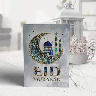 Eid Mubarak - Abalone Shell, Pearl and Gold Card