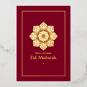 Eid Mubarak Burgundy and Gold Foil Holiday Card