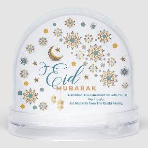 Eid Mubarak Calligraphy Arabic Islamic Tile Snow Globe