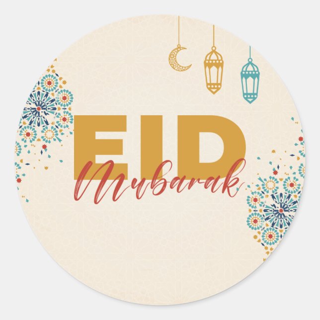Eid mubarak  classic round sticker (Front)